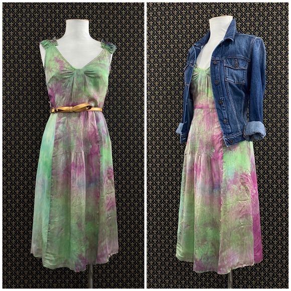 2005 Anthro “Watercolor Silk Dress” by C.C. Outlaw - Picture 3 of 16